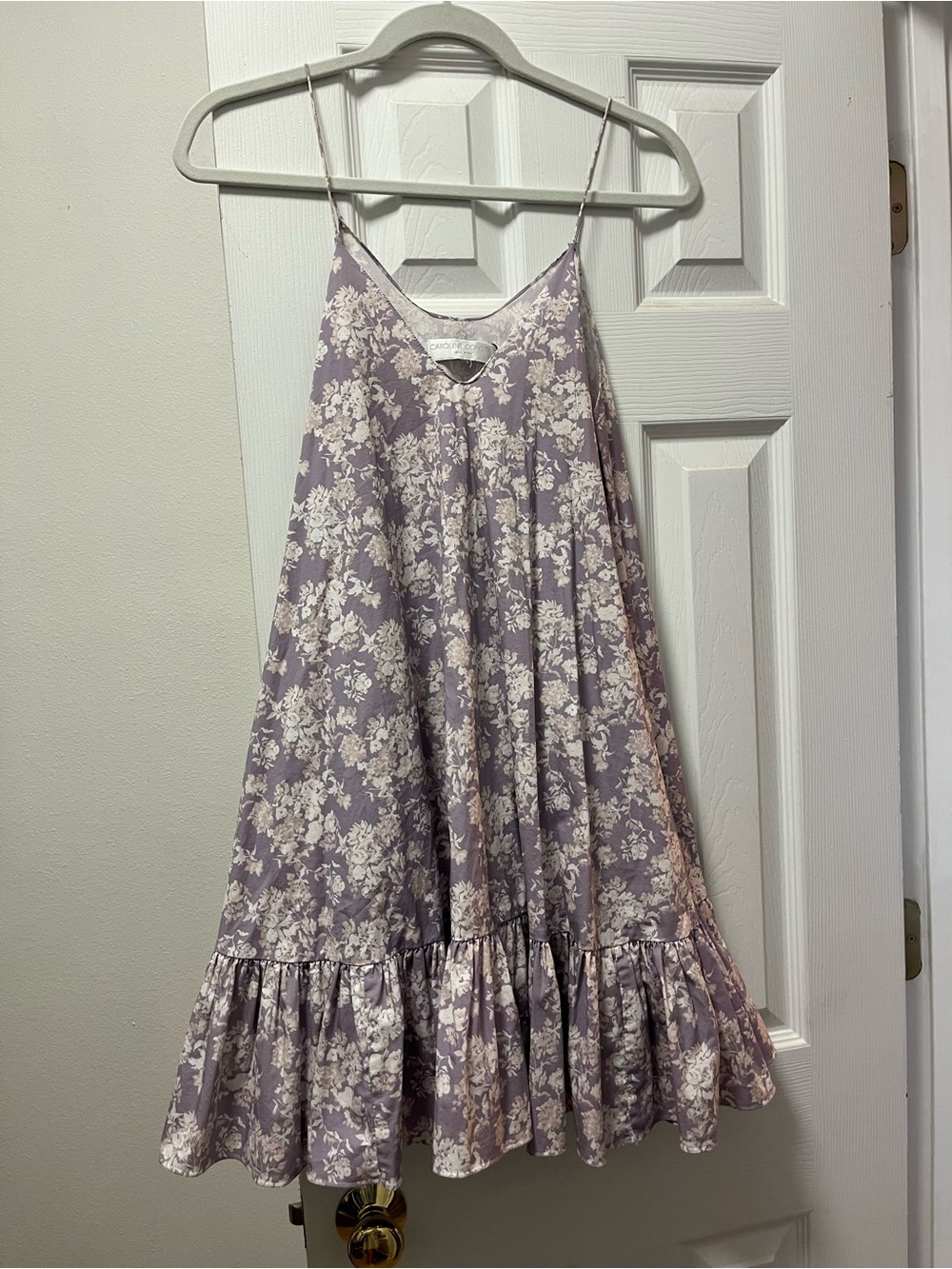 Girls Lavender Floral Ruffle-Hem Dress with Spaghetti Straps
